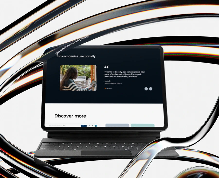 Discover section of a saas website displayed on an ipad