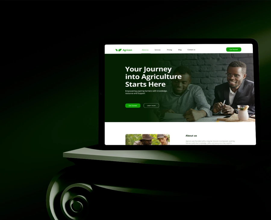 mock of an agriculture consultancy hero section
