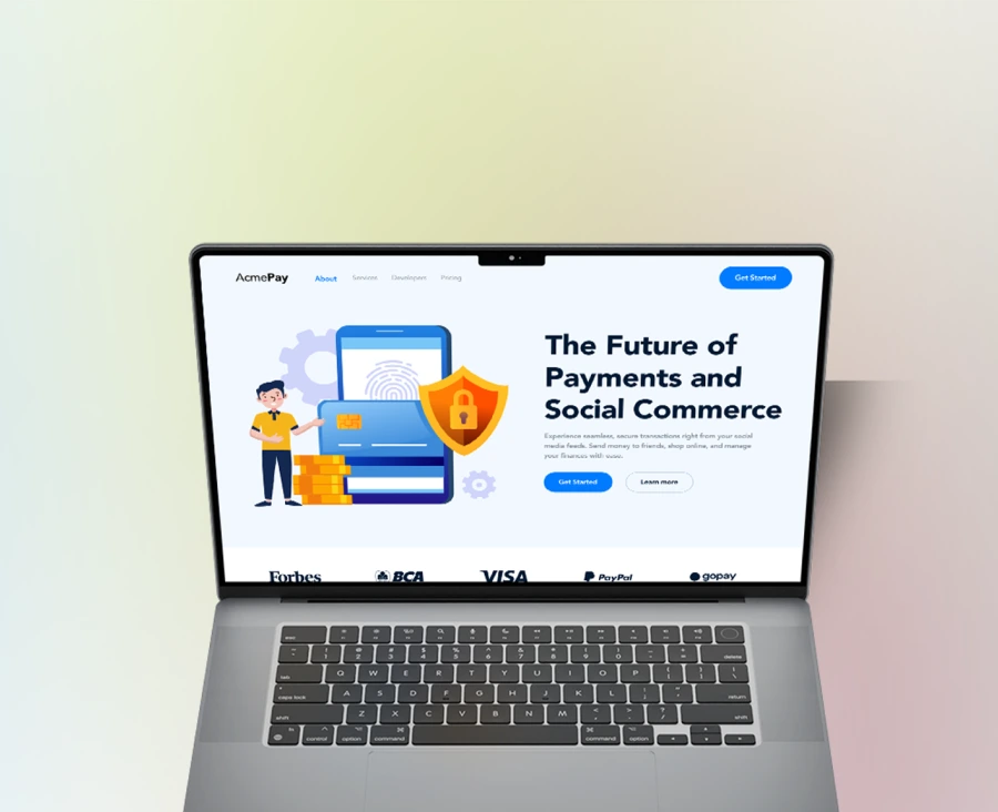 mockup of a fintech website